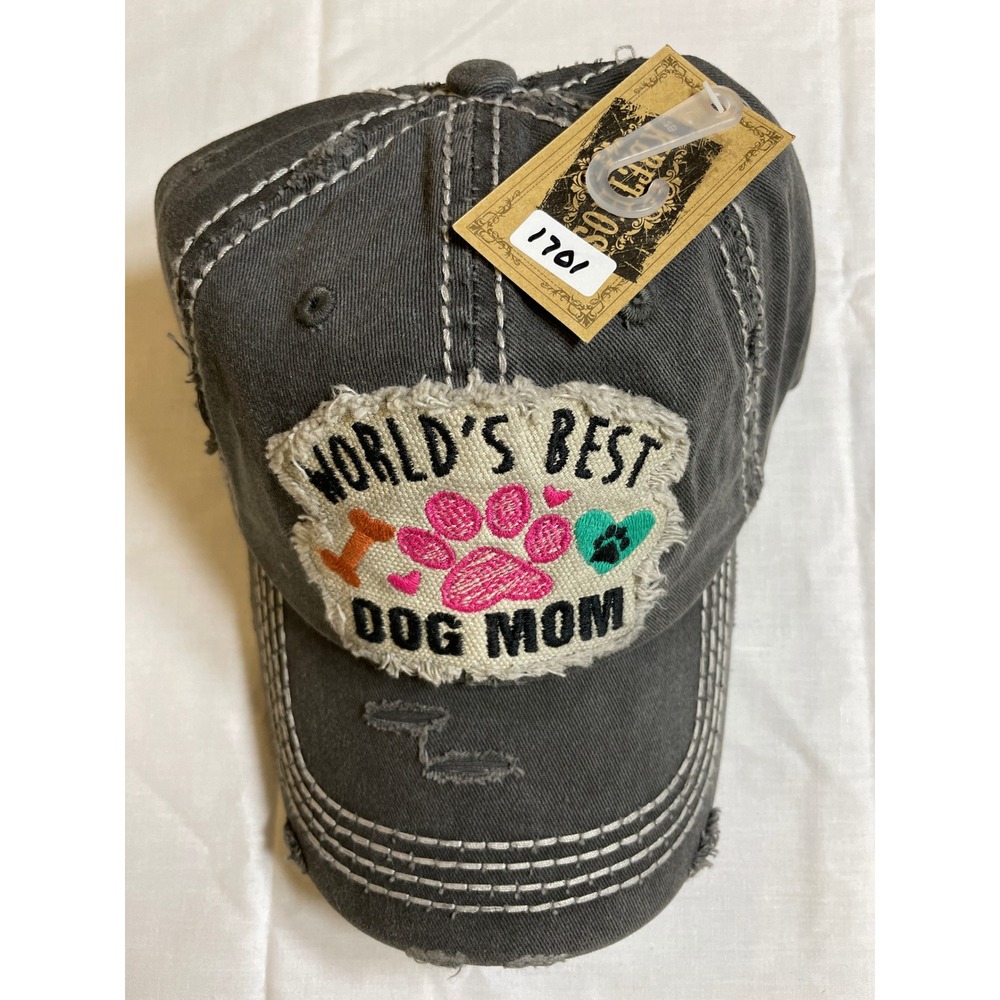 KBETHOS Ballcap Womens OS Gray NEW Worlds Best Dog Mom Distressed Hat